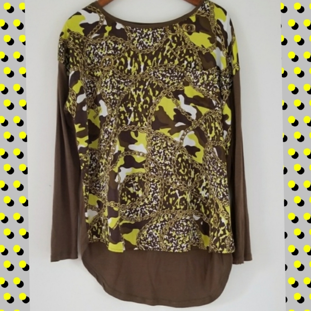Michael Michael Kors brown longsleeve high low top